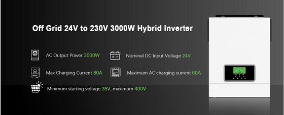 FT3000 Гибридный солнечный инвертор 3200W Встроенный в 80A MPPT Контроллер солнечного заряда с белым