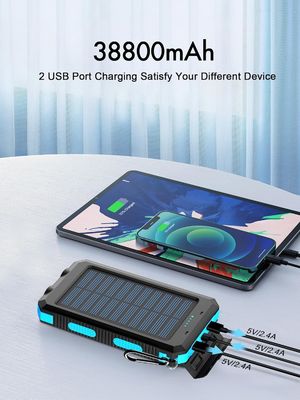 38800mAh Солнечная энергия USB Power Bank водонепроницаемая для кемпинга на открытом воздухе